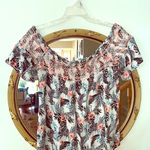 Floral waist length off the shoulder summer top
